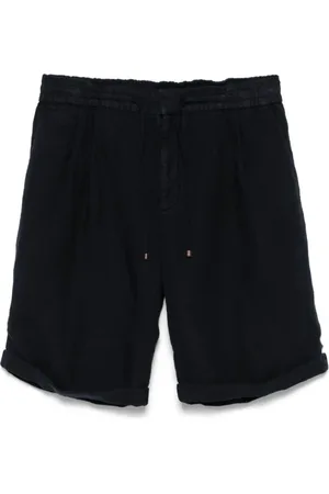 Brunello Cucinelli Korte broeken, Heren, Blauw, L, Linnen, Shorts met elastische tailleband