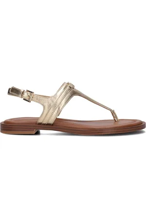 Michael Kors Schoenen, Dames, Geel, 38 EU, Gouden Teensandalen voor Vrouwen