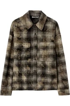 Palm Angels Jassen, Heren, Veelkleurig, L, Katoen, Checkered Distressed Shirt