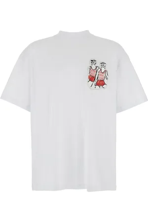 Msgm Tops, Heren, Wit, M, Katoen, Wit T-shirt met ronde hals en logo