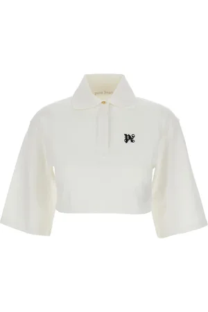 Palm Angels Tops, Dames, Wit, S, Katoen, Monogram Cropped Polo