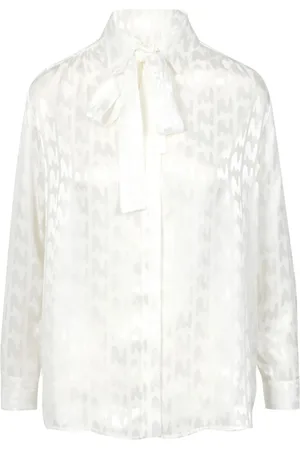 Msgm Blouses & Shirts, Dames, Wit, XS, Satijn, The Mwave Jacquard Satijnen Overhemd
