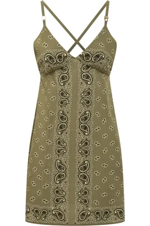 Palm Angels Kleedjes, Dames, Groen, XS, Paisley Slip Dress