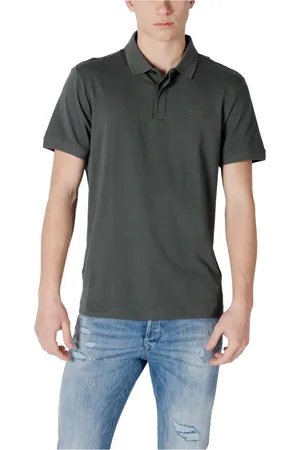 EA7 Tops, Heren, Groen, L, Katoen, Groen Poloshirt met Knoopsluiting