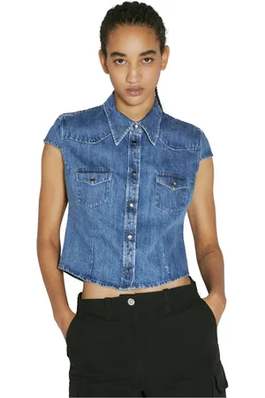 OUR LEGACY Jassen, Dames, Blauw, S, Katoen, Kortmouw Daisy Shirt