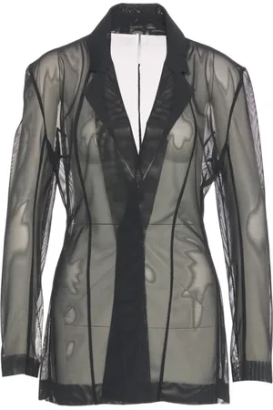 Norma Kamali Jassen, Dames, Zwart, M, Nylon, Zwarte Tulle Blazer