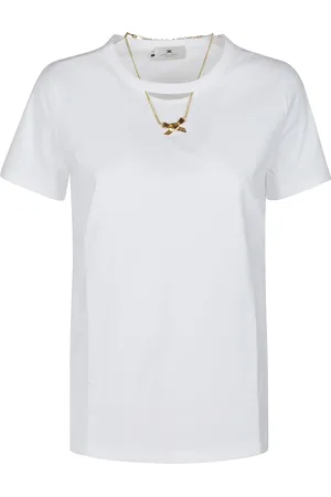 Elisabetta Franchi Tops, Dames, Wit, XS, Katoen, Casual Katoenen T-Shirt voor Vrouwen