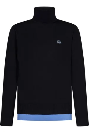 OFF-WHITE Truien, Heren, Blauw, XL, Wol, Wollen coltrui