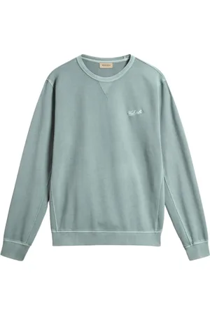 Woolrich Sweatshirts & Hoodies, Heren, Blauw, L, Garment Dyed Crewneck Sweaters in Lichtgroen
