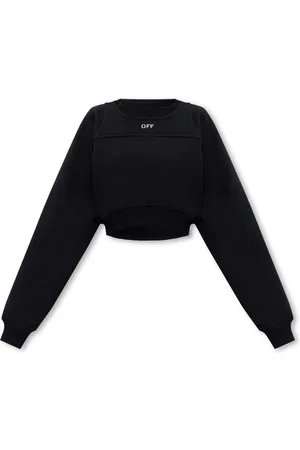 OFF-WHITE Sweatshirts & Hoodies, Dames, Zwart, M, Katoen, Sweatshirt met twee lagen