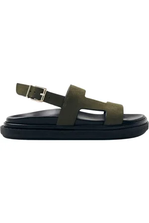 ALOHAS Schoenen, Dames, Groen, 38 EU, Suède, Lorelei Leren Sandalen