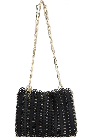 Paco rabanne Tassen, Dames, Zwart, ONE Size, Leer, Zwarte Schoudertas met Kettingbanden