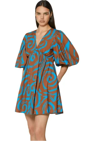 Silvian Heach Kleedjes, Dames, Veelkleurig, M, Katoen, Korte jurk met abstracte print