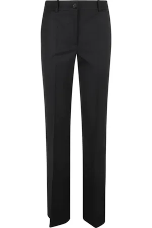 P.A.R.O.S.H. Broeken, Dames, Zwart, S, Wol, Zwarte wollen blend slim-fit broek