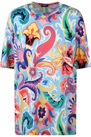 Etro Tops, Dames, Veelkleurig, L, Paisley Print Crew Neck T-Shirt