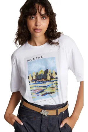 Munthe Tops, Dames, Wit, M, Katoen, T-shirt met grafische print