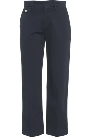 Liu Jo Broeken, Dames, Blauw, W28, Katoen, Stijlvolle Blauwe Chino Broek met Strass