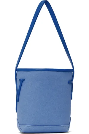 J.W.Anderson Tassen, Heren, Blauw, ONE Size, Katoen, Canvas Mini Tas met Logo Applicaties