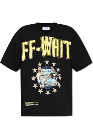 OFF-WHITE Tops, Heren, Zwart, S, Katoen, T-shirt met print