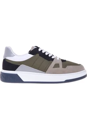 BALDININI Schoenen, Heren, Veelkleurig, 40 EU, Beige suede and green mesh trainer