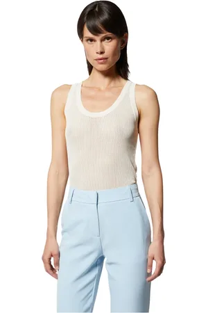 Silvian Heach Tops, Dames, Wit, S, Nylon, Gebreide geperforeerde hemdje
