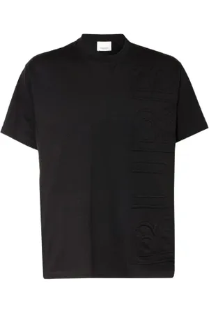 Burberry Tops, Heren, Zwart, M, Katoen, Zwart Logo Relief T-Shirt