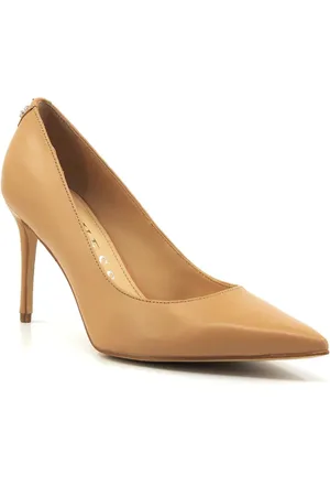 Guess Schoenen, Dames, Bruin, 37 EU, Leren Hoge Hak Decollete Schoen