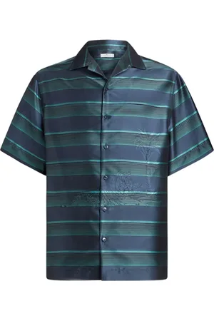 Etro Overhemden, Heren, Blauw, M, Blauw Gestreept Overhemd Franse Kraag