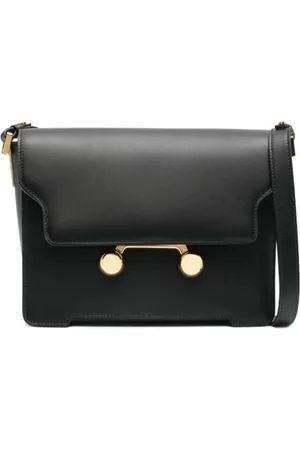 Marni Tassen, Dames, Zwart, ONE Size, Leer, Zwarte kalfsleren schoudertas met studs