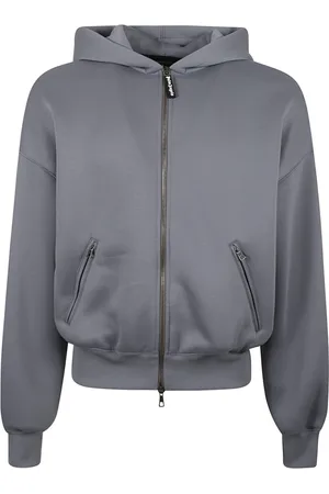 Palm Angels Sweatshirts & Hoodies, Heren, Grijs, S, Polyester, Curved Logo Neoprene Bomber