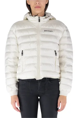 Palm Angels Jassen, Dames, Wit, S, Katoen, Hooded Down Jacket