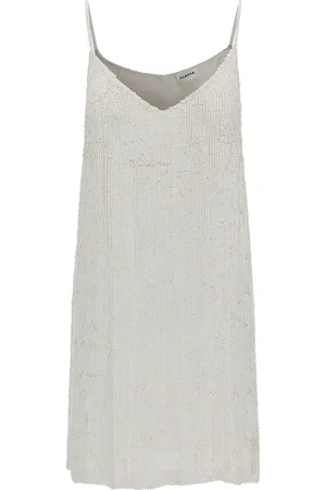 P.A.R.O.S.H. Kleedjes, Dames, Wit, S, Pailletten, Witte Mini Jurk met Pailletten