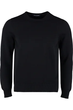 DRUMOHR Truien, Heren, Blauw, L, Katoen, Geribbelde Katoenen Crew-Neck Sweater