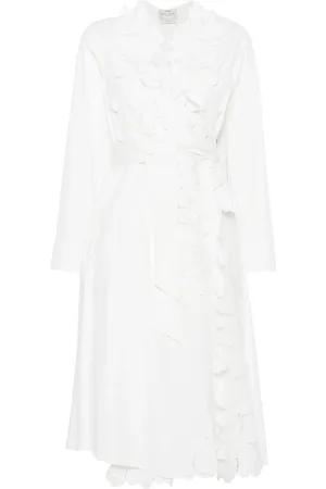 FORTE FORTE Kleedjes, Dames, Wit, S, Witte V-hals Jurk met Zakken