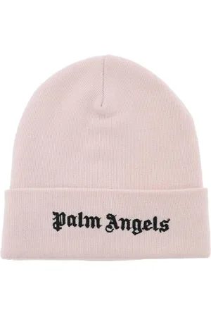 Palm Angels Accessoires, Heren, Roze, ONE Size, Katoen, Logo Beanie Muts van Katoenbreisel