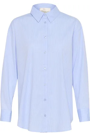 My Essential Wardrobe Blouses & Shirts, Dames, Blauw, XL, Katoen, Gestreept Blauw Overhemd Blouse