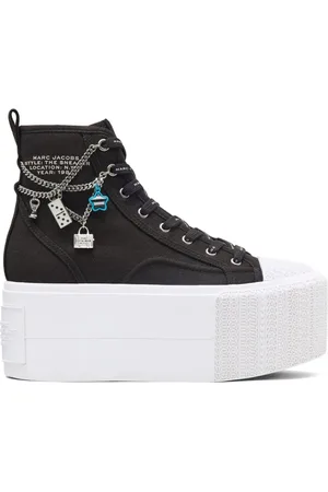 Marc Jacobs Schoenen, Dames, Zwart, 38 EU, Zwarte Veterschoenen met Plateauzool en Kettingdetail
