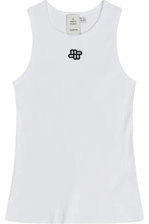 Munthe Tops, Dames, Wit, M, Katoen, Geborduurde mouwloze top