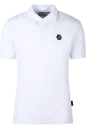 Philipp Plein Tops, Heren, Wit, L, Katoen, Hexagon Polo Shirt