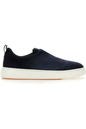 santoni Schoenen, Heren, Blauw, 40 1/2 EU, Suède, Blauwe Suède Instap Sneakers