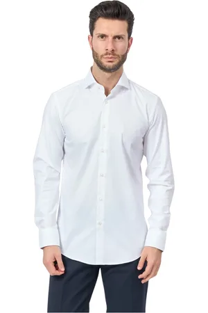 HUGO BOSS Overhemden, Heren, Wit, 2Xl, Katoen, Witte overhemd met lange mouwen en knoopsluiting