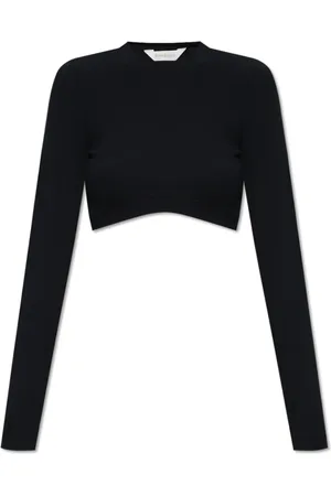 Palm Angels Tops, Dames, Zwart, M, Katoen, Cropped Rib Top