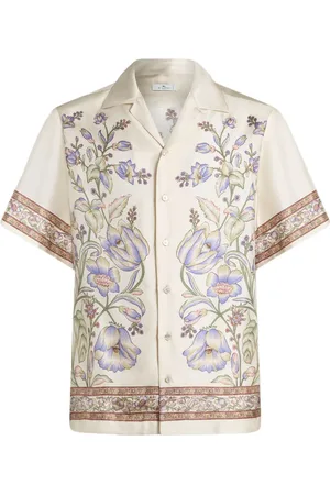 Etro Jassen, Heren, , L, Bloemen Zijden Bowling Shirt