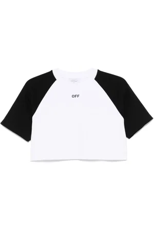 OFF-WHITE Tops, Dames, Wit, S, Katoen, T-shirt met ronde hals en logo
