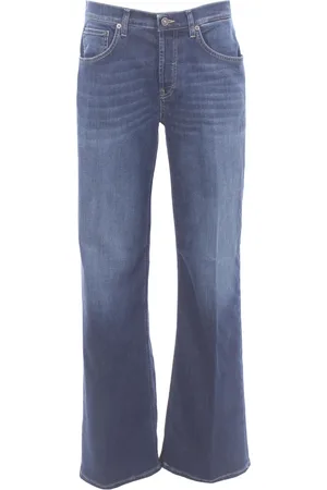 Dondup Jeans, Dames, Blauw, W32, Denim, Wijde Pijp Denim Jeans