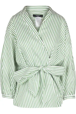 Max Mara Blouses & Shirts, Dames, Groen, 2Xs, Katoen, Zijden en katoenen wikkelshirt