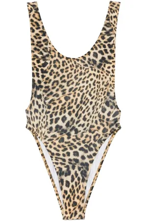 Norma Kamali Badkleding, Dames, Bruin, M, Nylon, Lichtbeige badpak met ronde hals