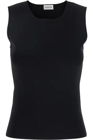 P.A.R.O.S.H. Tops, Dames, Zwart, M, Mouwloze Top met Ronde Hals