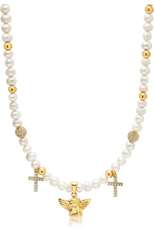 Nialaya Accessoires, Heren, Geel, S, Angel Pearl Choker