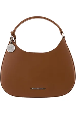 Emporio Armani Tassen, Dames, Bruin, ONE Size, Korrelige Hobo Schoudertas